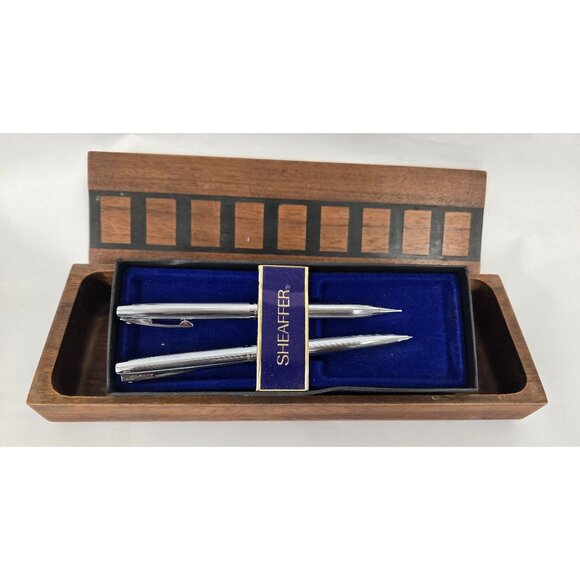 Vintage Schaeffer Personalized Pen and Pencil Set In Wooden Box - Picture 3 of 6